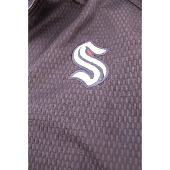 SEATTLE KRAKEN NHL 1/4 ZIP BLUE LONG SLEEVE Pullover STITCHED LOGO MEN'S M NWOT - Picture 7 of 13